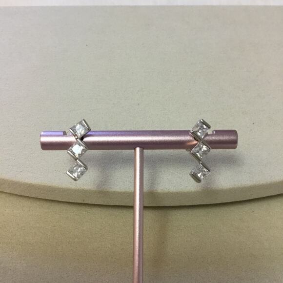 Silver Trio Crystal Earrings - Picture 4 of 8